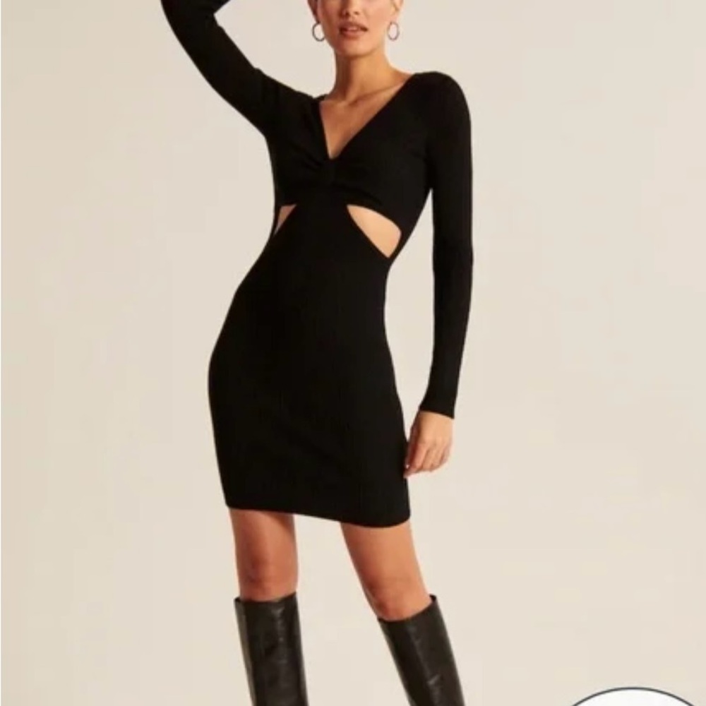 Abercrombie Long-Sleeve Knot-Front Mini Sweater dress